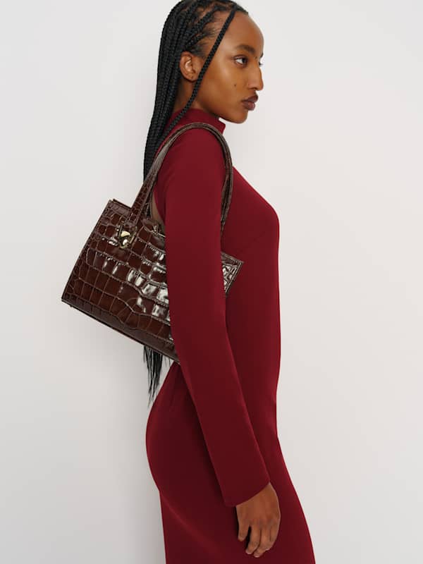 Nara Shoulder Bag - Dark Chocolate Croc